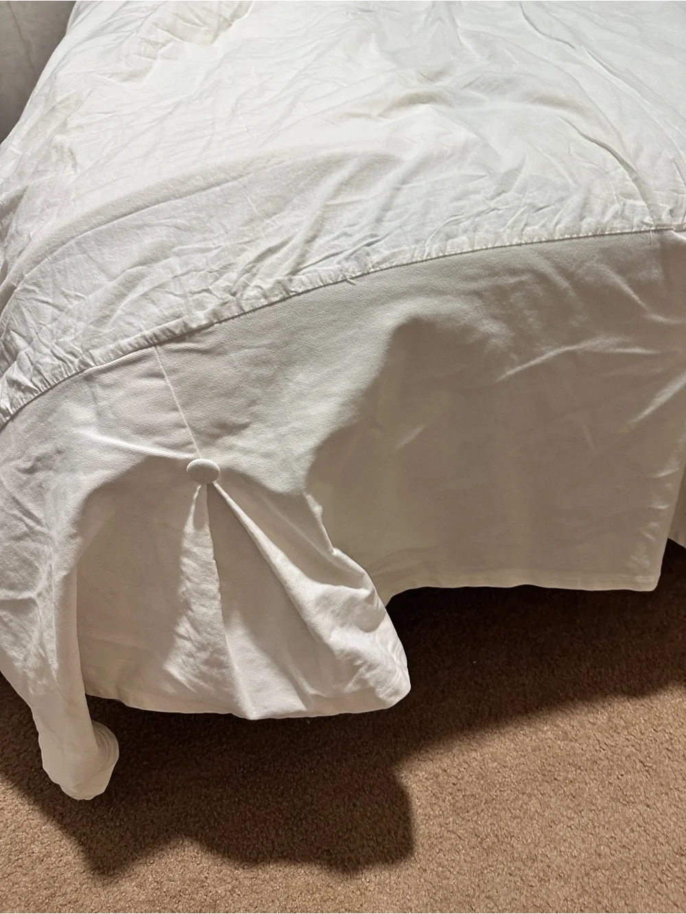Wamsutta King Size White Cotton Pleated Button Detail Bed Skirt 15” Drop